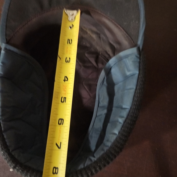 Vintage Large 7 3/8" Quilted Ski Hat Blue Neck Ear Flaps Brim Cap USA - Picture 9 of 11